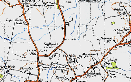 Old map of Stafford's Corner in 1945