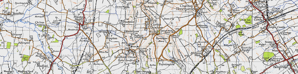 Old map of Wheat Sheaf Hill in 1945