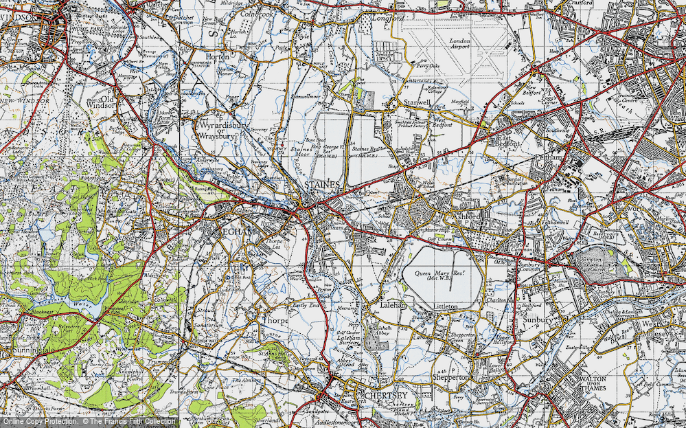 Old Map of Staines, 1940 in 1940