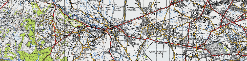 Old map of Staines in 1940