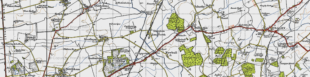 Old map of Stainton by Langworth in 1947