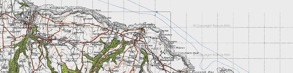 Old map of Staithes in 1947