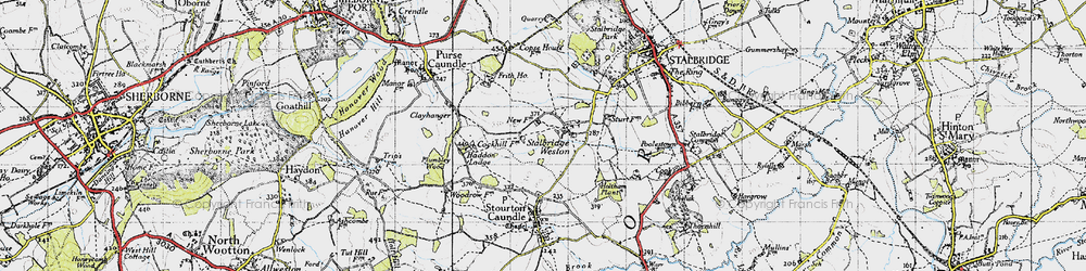 Old map of Stalbridge Weston in 1945