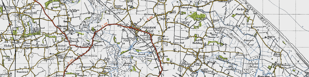 Old map of Stalham Green in 1945
