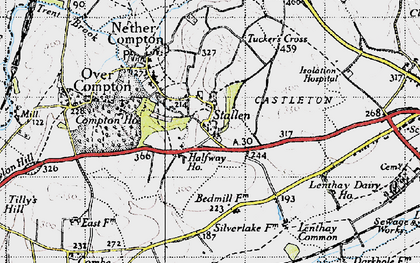 Old map of Tucker's Cross in 1945