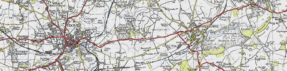 Old map of Tucker's Cross in 1945