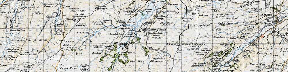 Old map of Busk Moss in 1947