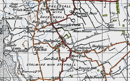 Old map of Stalmine Moss Side in 1947