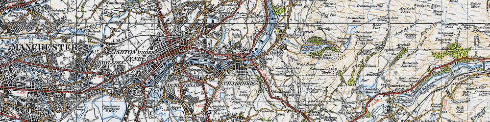 Old map of Stalybridge in 1947