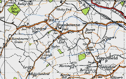 Old map of Stambourne in 1946