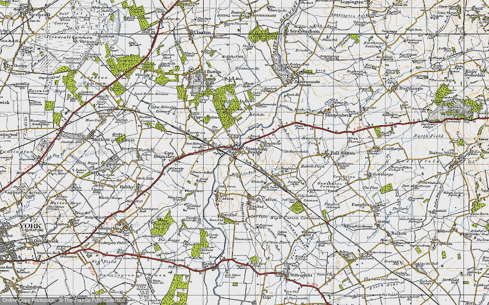 Old Map of Historic Map covering Buttercrambe Moor in 1947