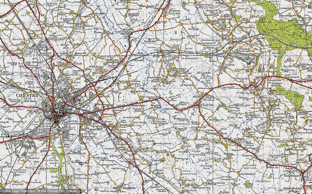 Old Map of Historic Map covering Stamford Mill in 1947