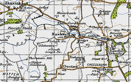 Old map of Stamfordham in 1947