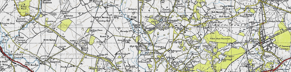 Old map of Stanbridge in 1940