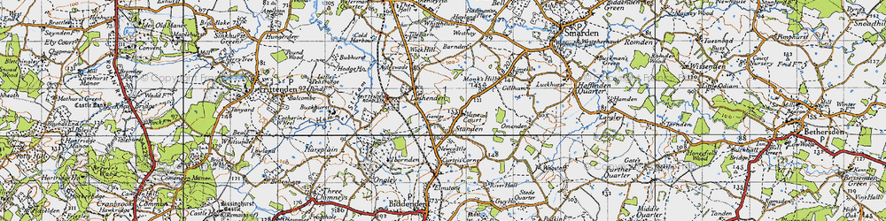 Old map of Standen in 1940