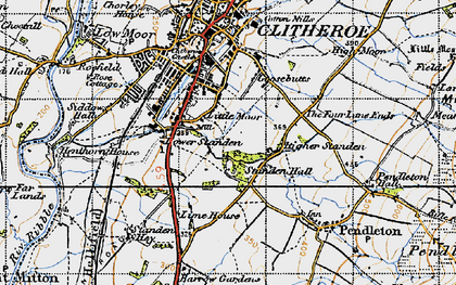 Old map of Standen Hall in 1947