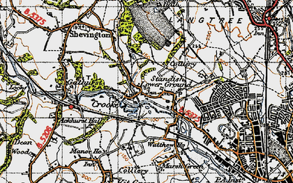 Old map of Standish Lower Ground in 1947