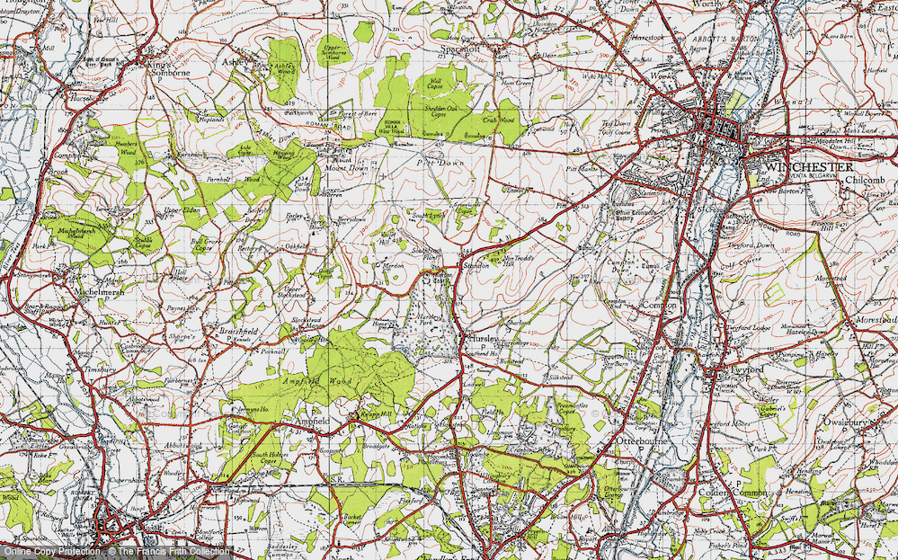 Old Map of Historic Map covering Merdon Castle in 1945