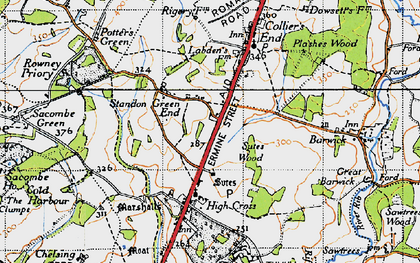 Old map of Standon Green End in 1946