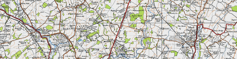 Old map of Standon Green End in 1946