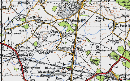 Old map of Monks Horton Manor in 1947