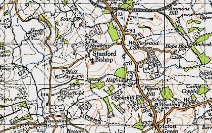 Old map of Stanford Bishop in 1947