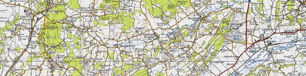 Old map of Stanford Dingley in 1945