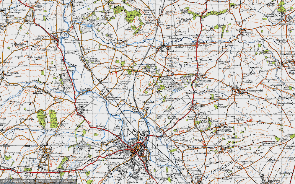 Old Map of Historic Map covering Stanford Hall in 1946