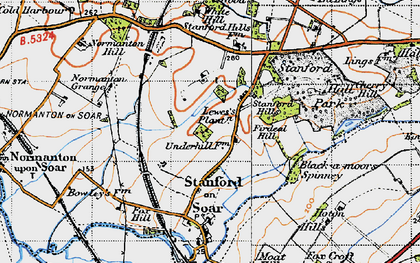 Old map of Stanford Hills in 1946