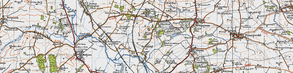 Old map of Stanford Hills in 1946