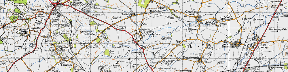 Old map of Stanford in the Vale in 1947