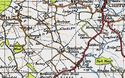 Old map of Stanford Rivers in 1946