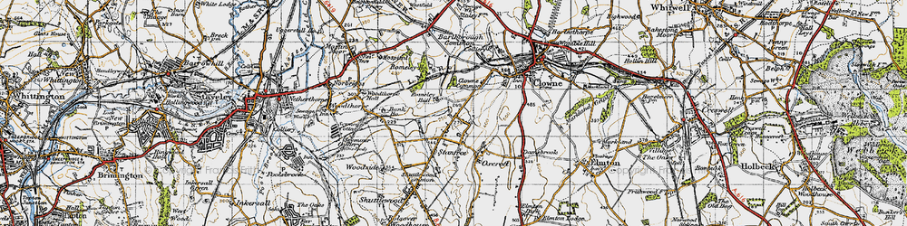 Old map of Stanfree in 1947