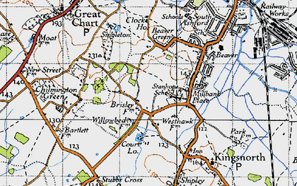 Old map of Stanhope in 1940