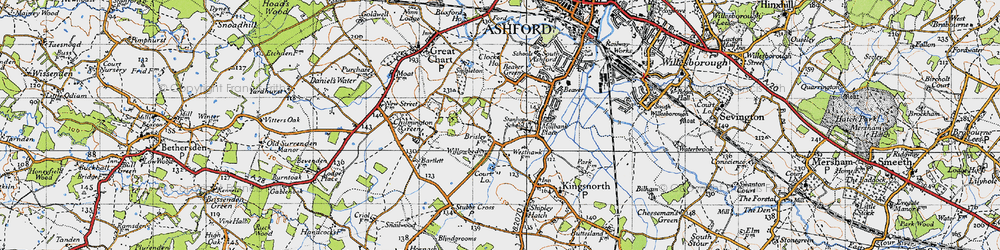 Old map of Stanhope in 1940