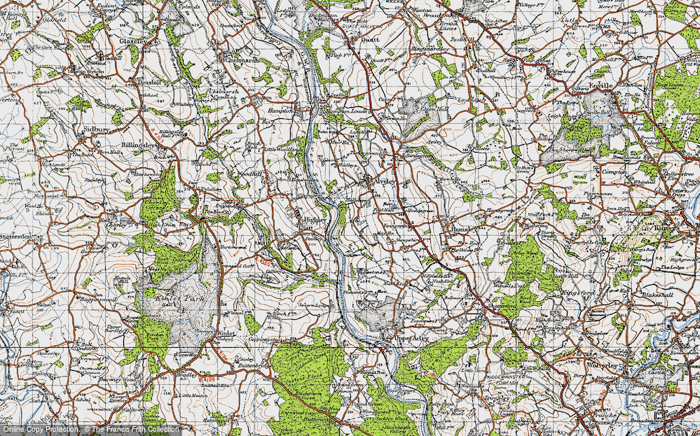 Old Map of Historic Map covering Severn Valley Country Park in 1947