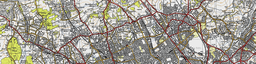 Old map of Stanmore in 1945