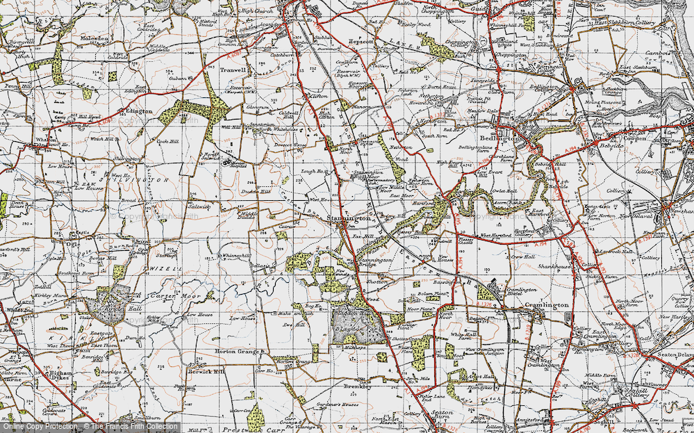 Old Map of Historic Map covering Briery Hill in 1947