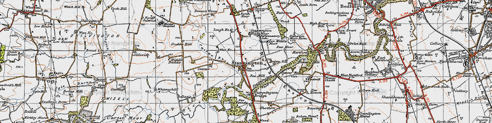 Old map of Stannington in 1947