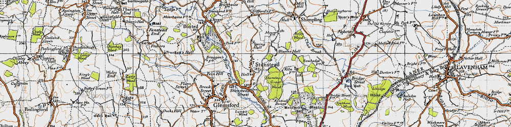 Old map of Stanstead in 1946
