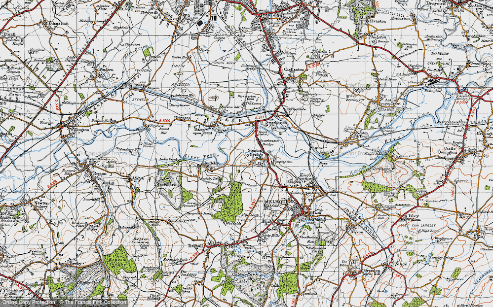 Old Map of Stanton by Bridge, 1946 in 1946