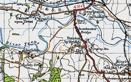 Old map of Stanton by Bridge in 1946