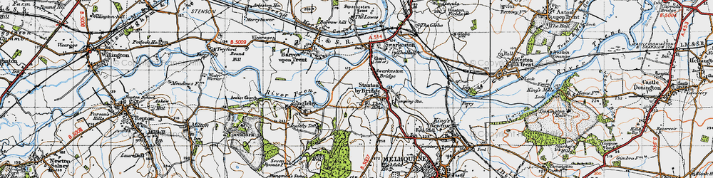 Old map of Stanton by Bridge in 1946