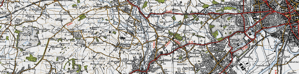 Old map of Stanton Gate in 1946