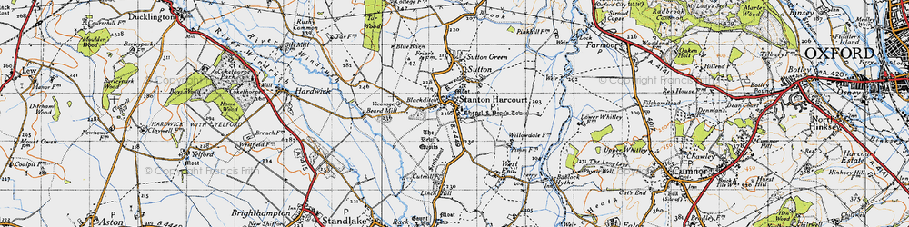 Old map of Stanton Harcourt in 1947