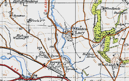 Old map of Stanton Lacy in 1947