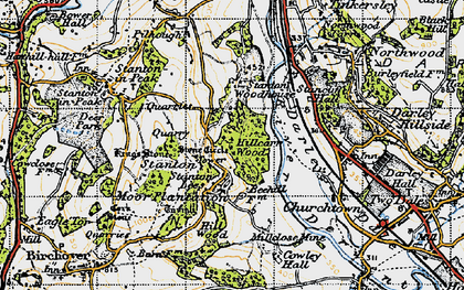 Old map of Stanton Lees in 1947