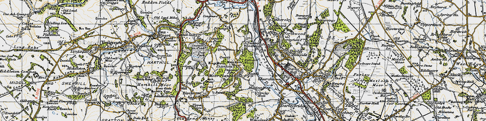Old map of Stanton Lees in 1947