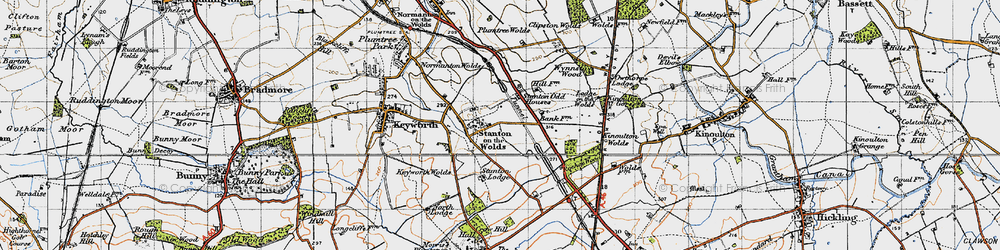 Old map of Stanton-on-the-Wolds in 1946