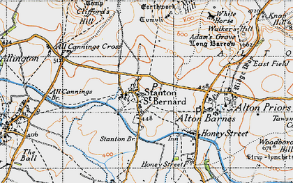 Old map of Stanton St Bernard in 1940